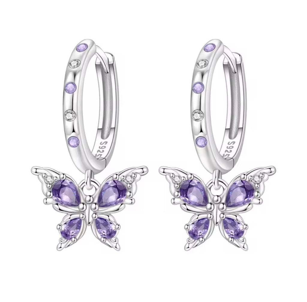Amethyst Butterfly Earrings
