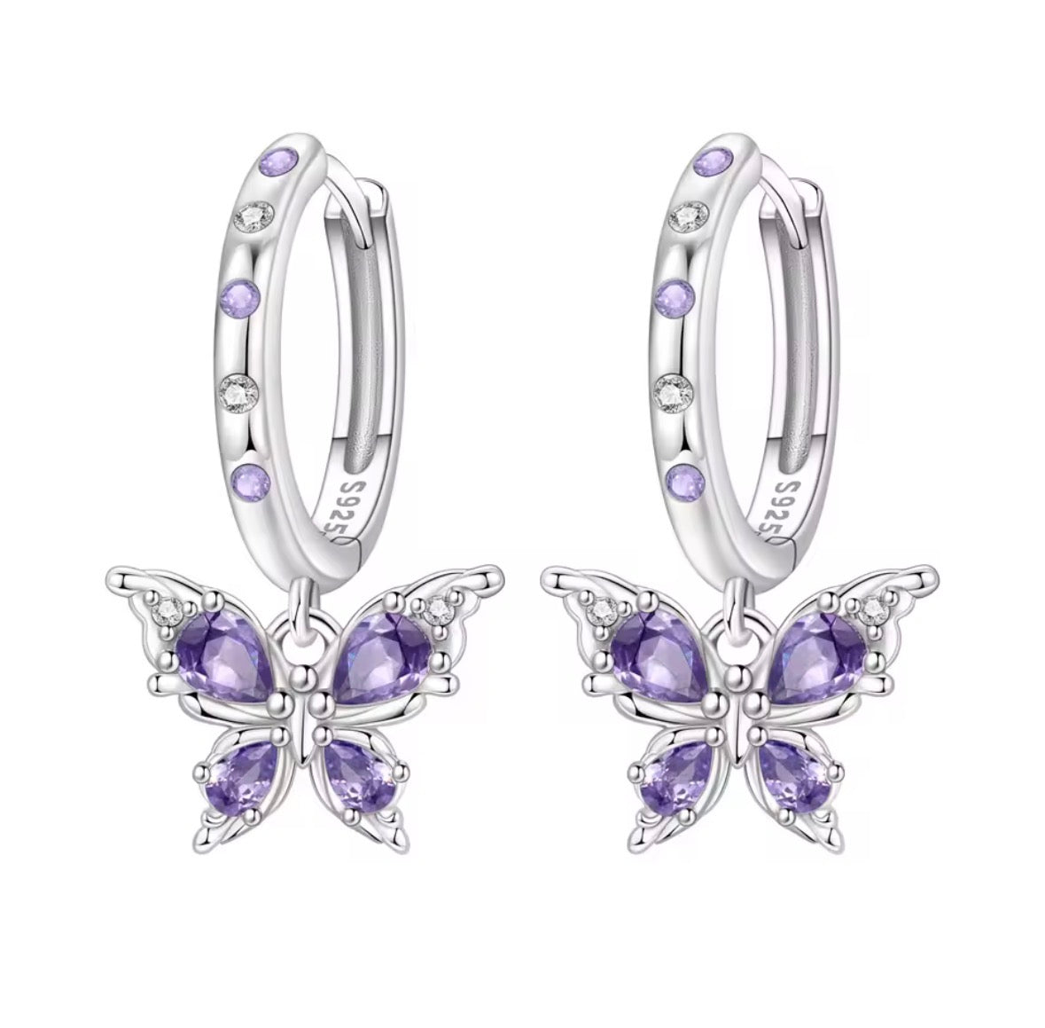 Amethyst Butterfly Earrings