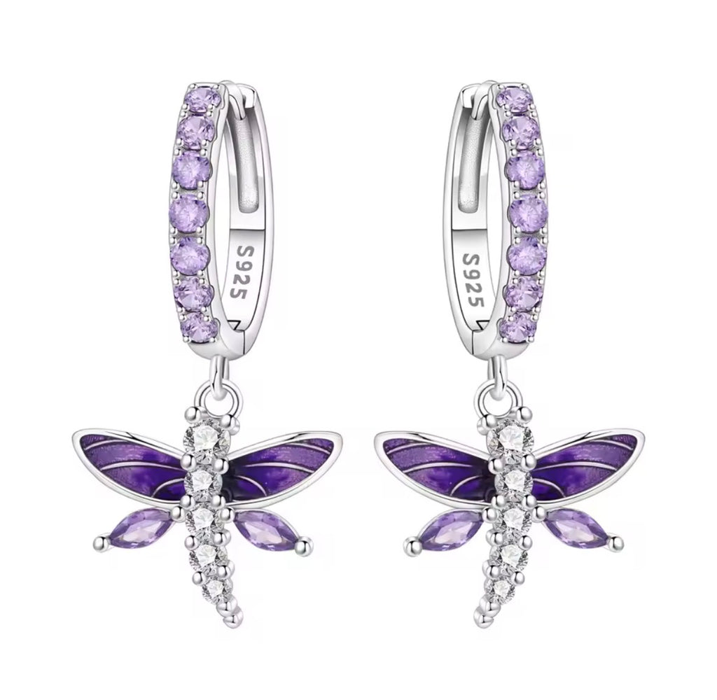 Amethyst Dragonfly dust earrings