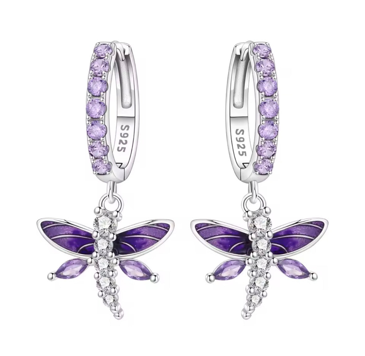 Amethyst Dragonfly dust earrings