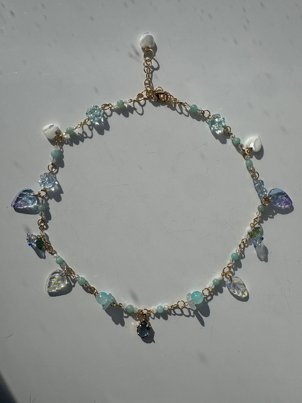 Blue Crystal blossom charm bracelet