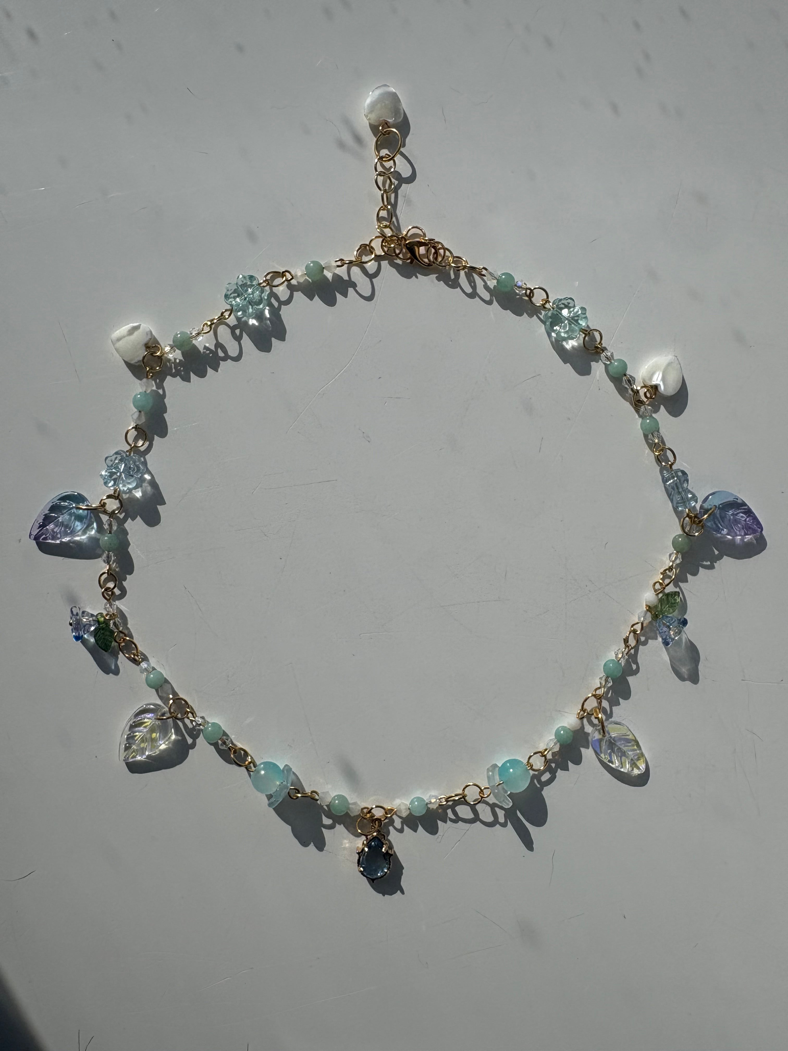 Blue Crystal blossom charm bracelet