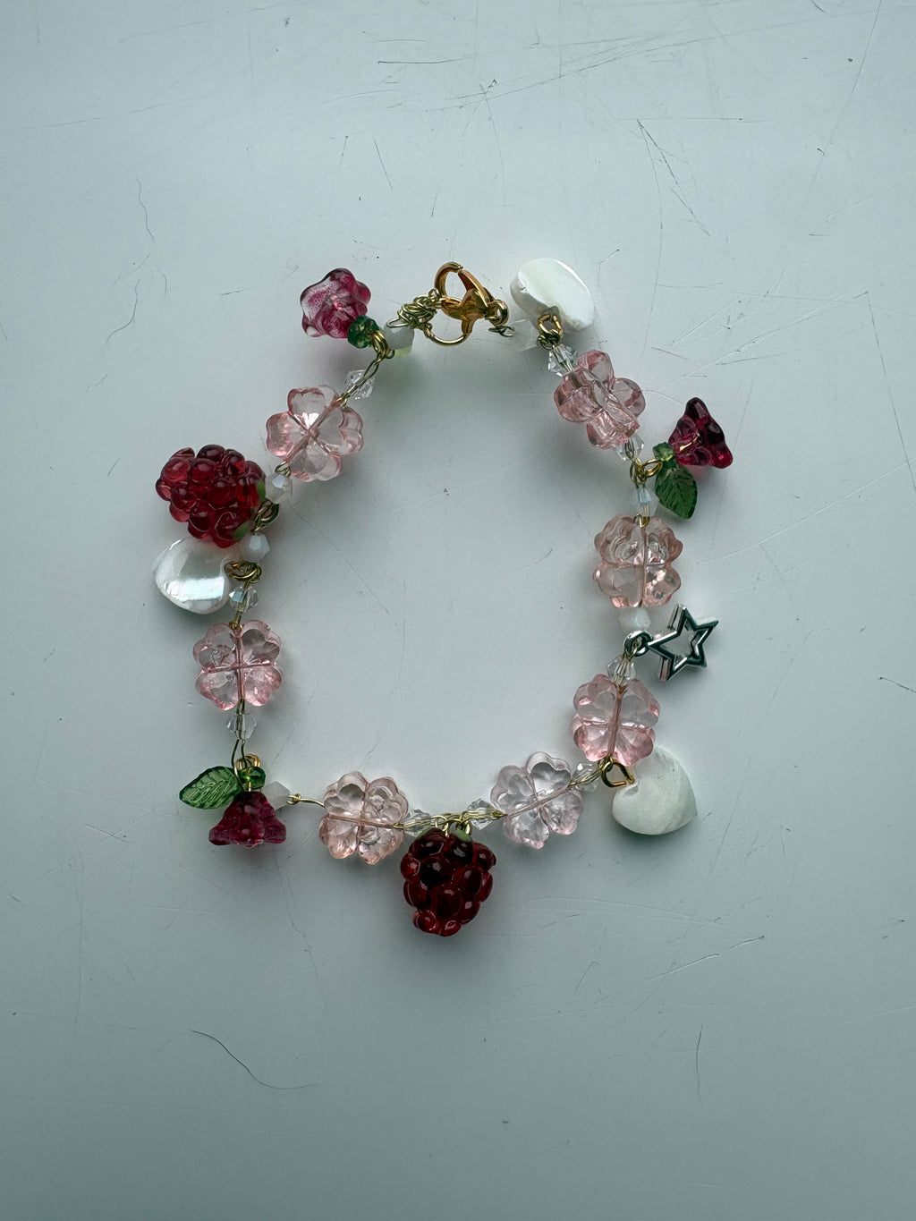 Raspberry Blossom Charm Bracelet