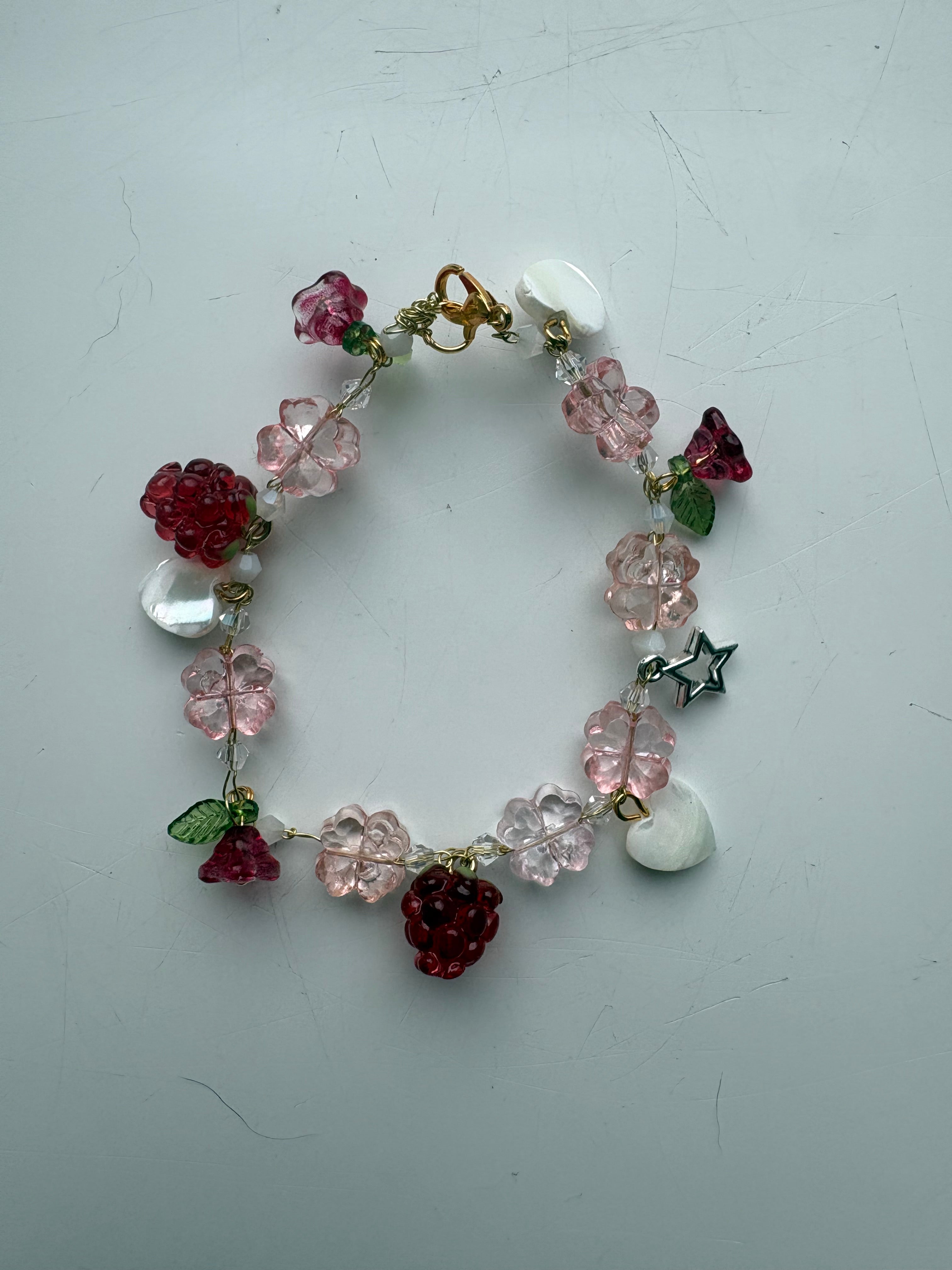 Raspberry Blossom Charm Bracelet