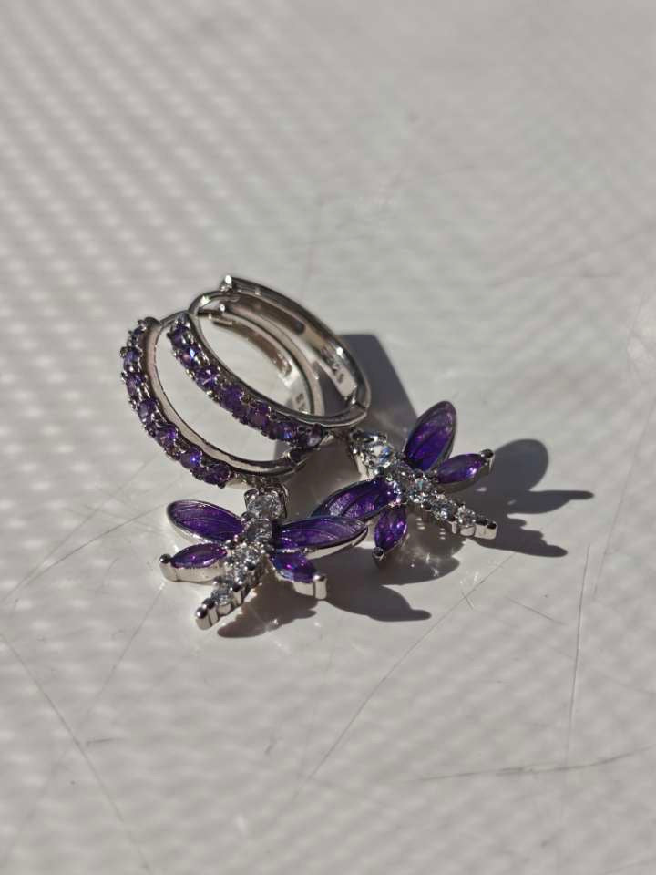 Amethyst Dragonfly dust earrings