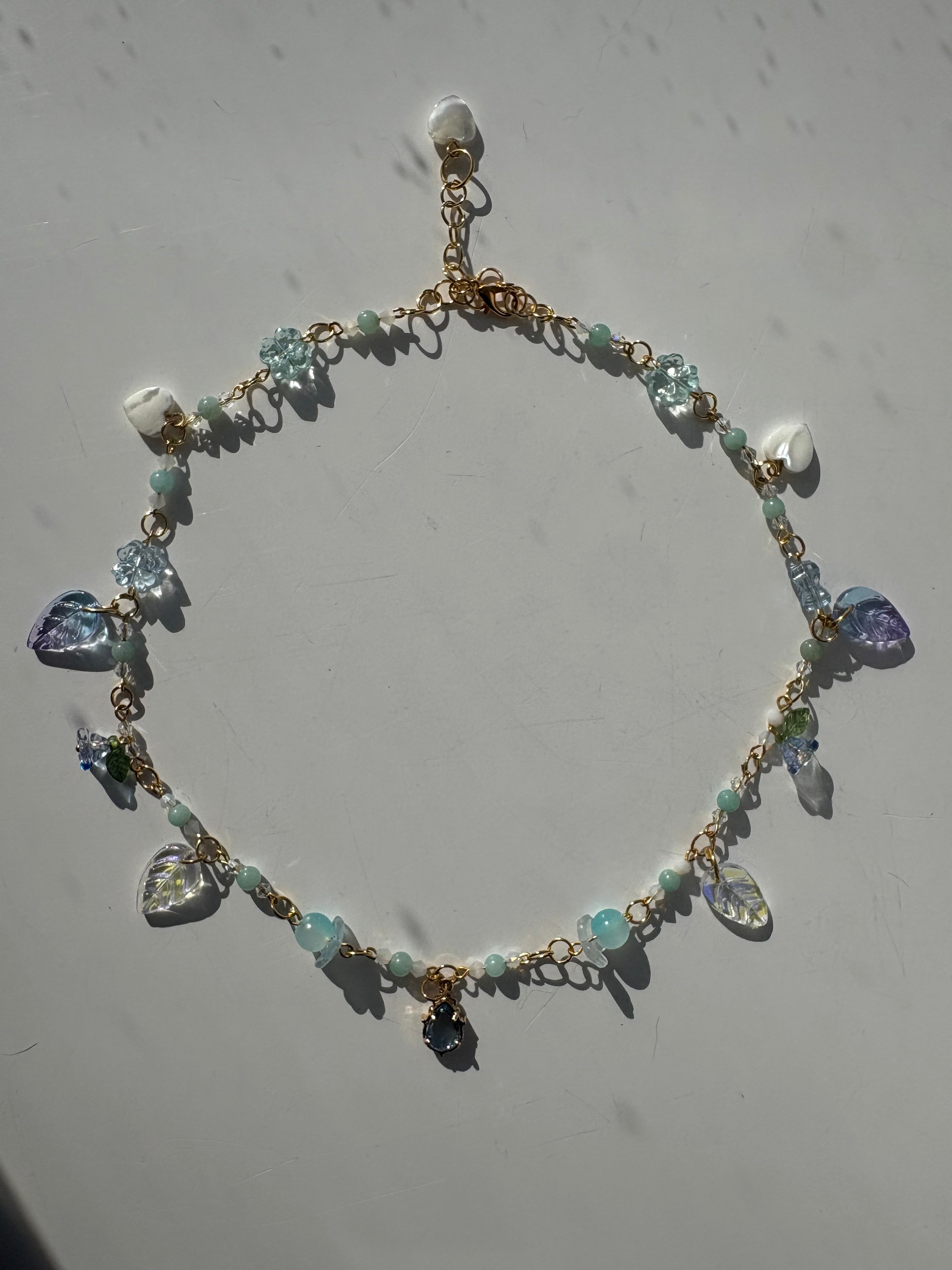Blue Crystal blossom charm bracelet